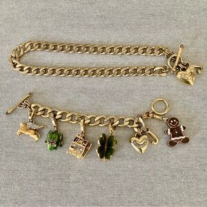 Gold Color Juicy Couture Necklace and Charm Bracelet with Detailed Enamel Charms
